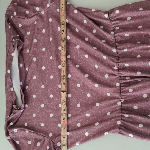La la la Women's Size M Short Sleeve Polka Dot One Piece Popover Dress w/Pockets - Picture 8 of 10